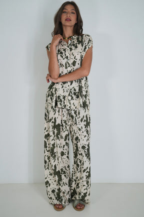 Olive Splash Print Pant