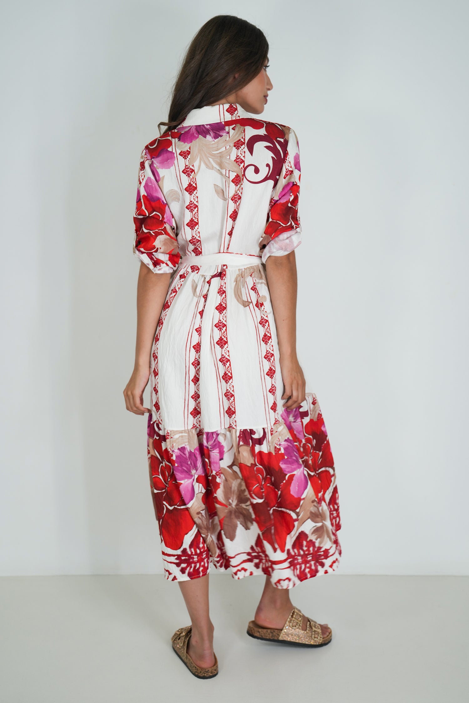 Red Floral Taz Shirt Dress