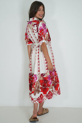 Red Floral Taz Shirt Dress