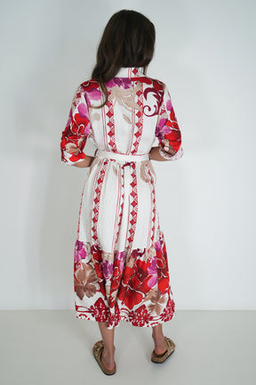 Red Floral Taz Shirt Dress