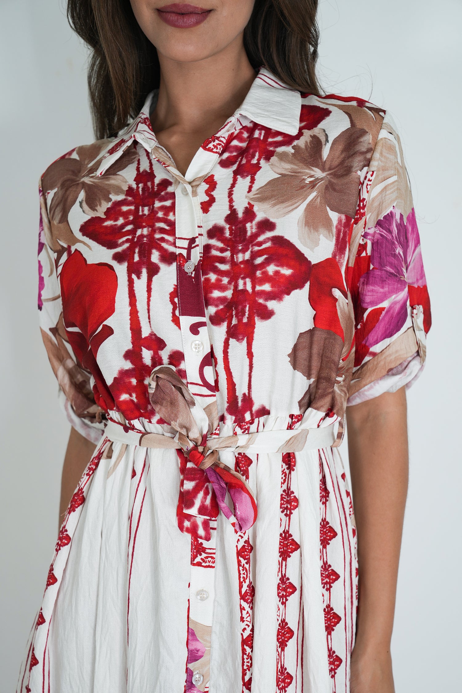Red Floral Taz Shirt Dress