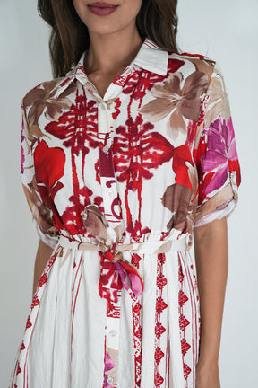 Red Floral Taz Shirt Dress