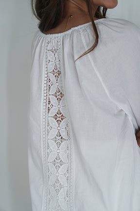 White Embroidered Peasant Blouse
