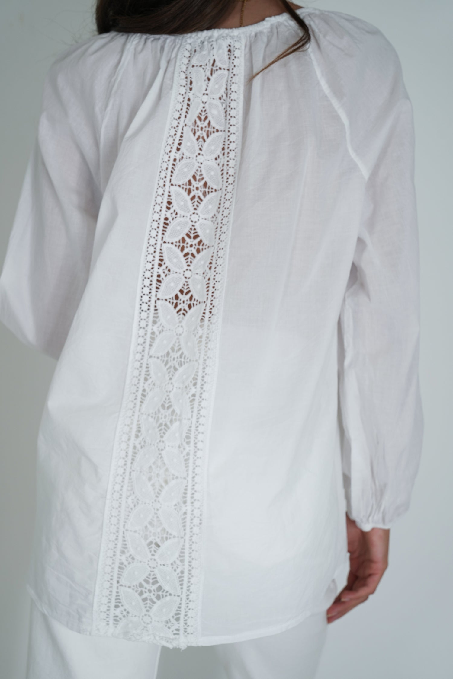 White Embroidered Peasant Blouse