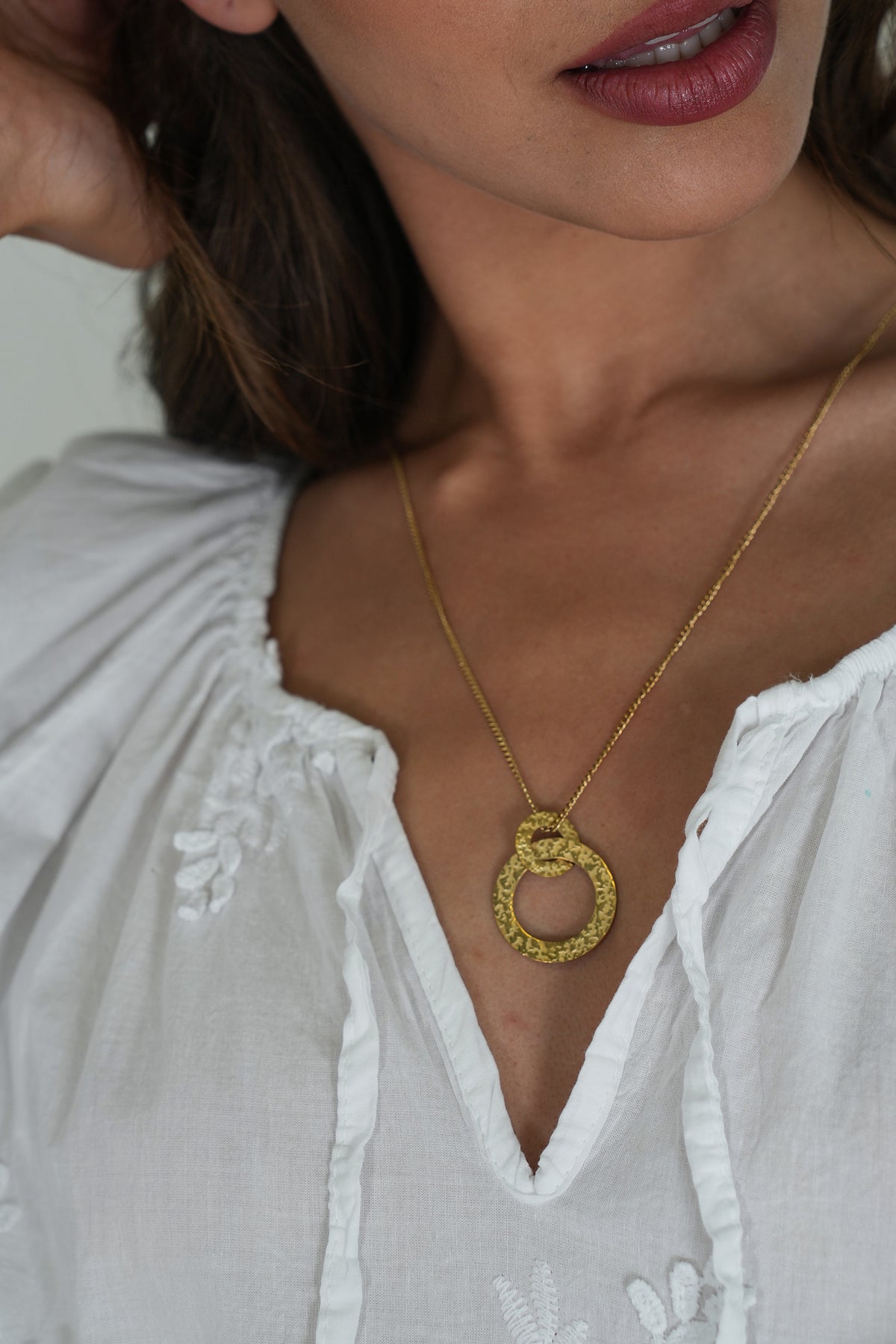 Gold Double Circle Necklace