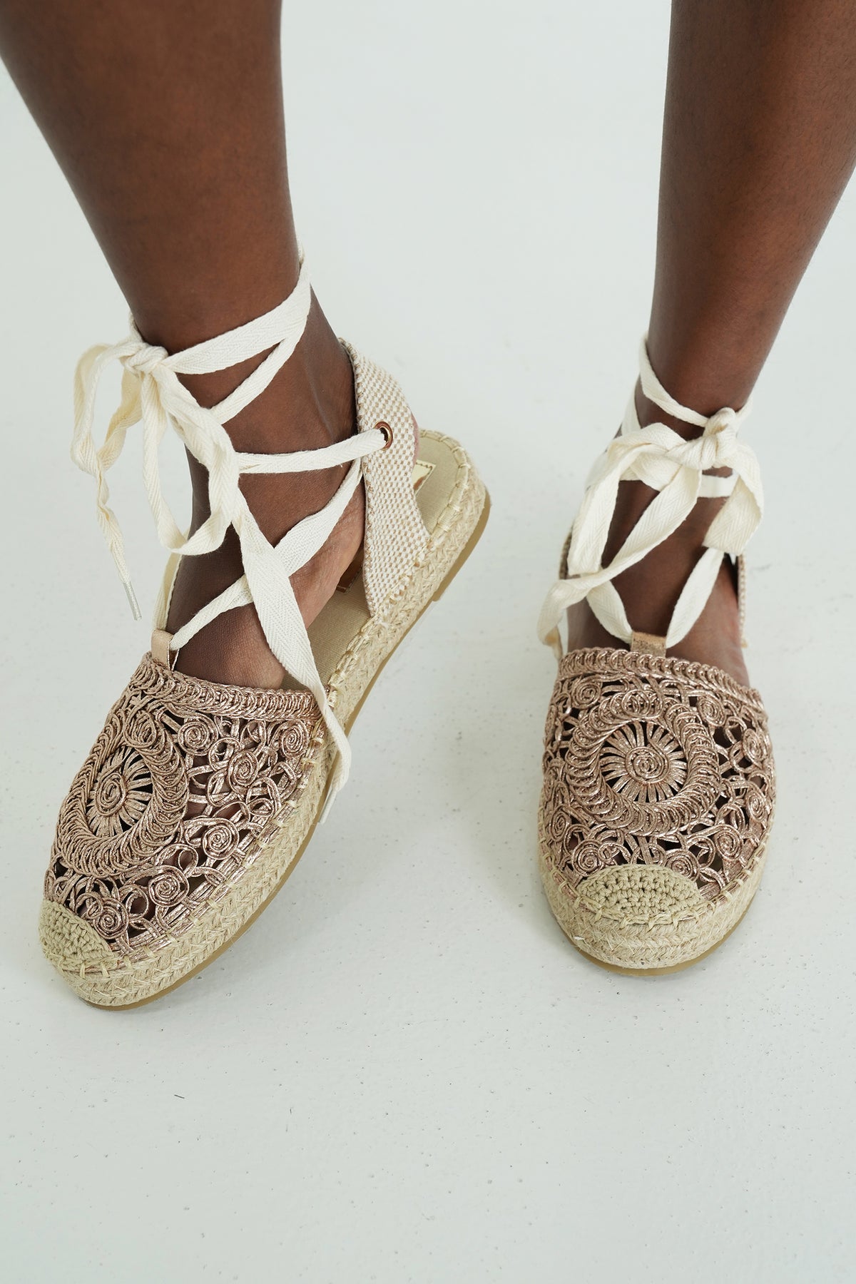 Rose Gold Tie-Up Espadrille