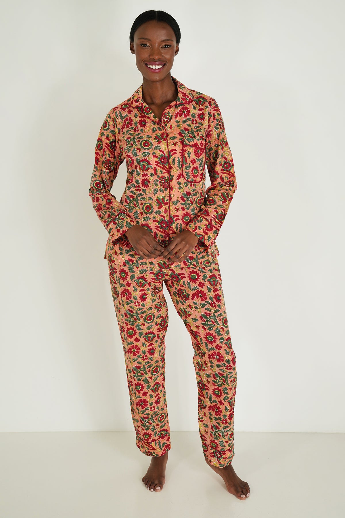 Peach/Red Floral Long Set PJs