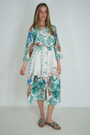 Sage Floral Taz Shirt Dress