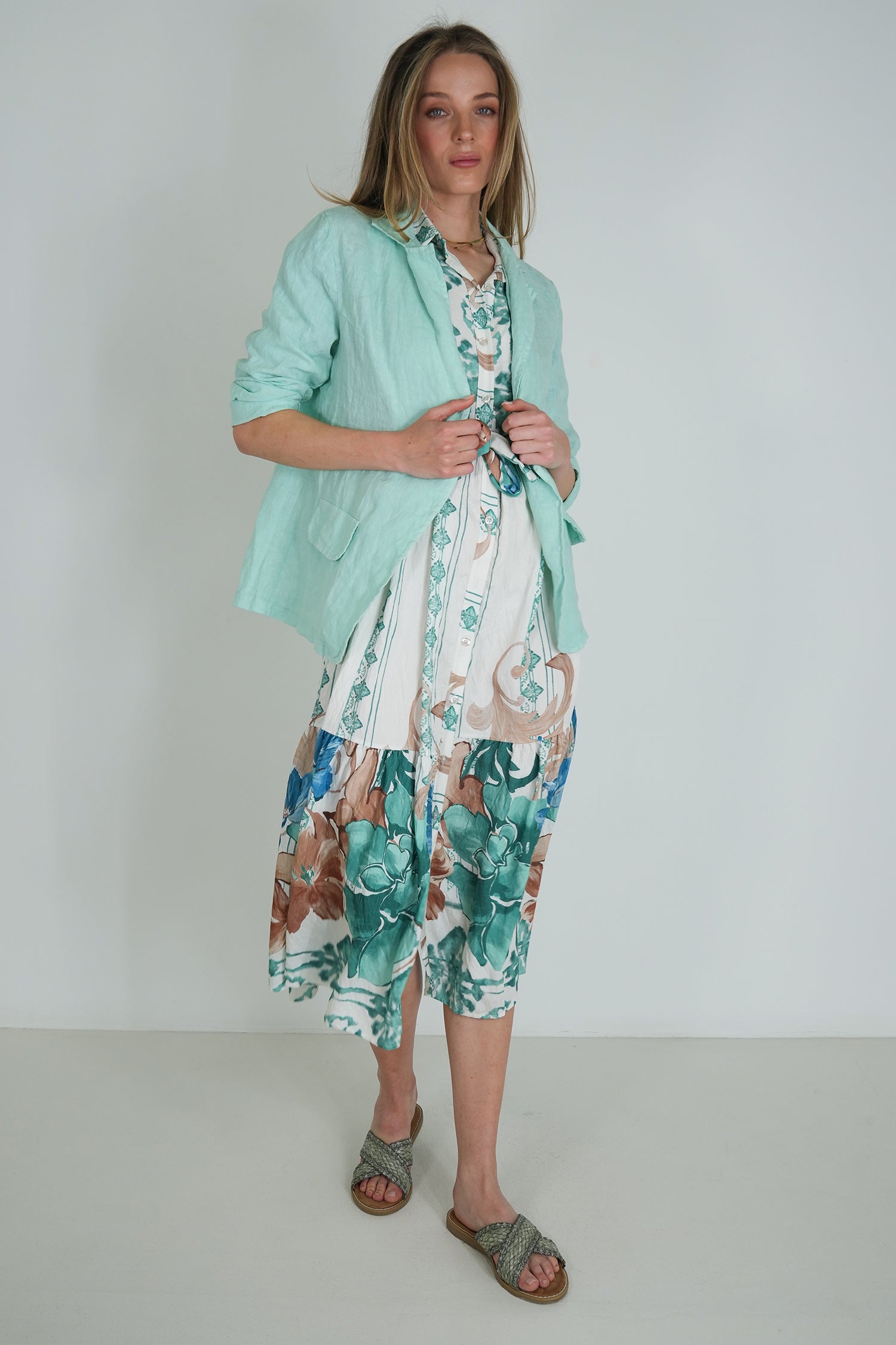 Sage Floral Taz Shirt Dress