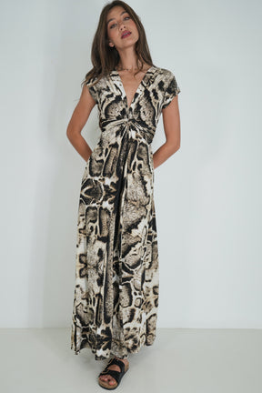 Animal Print Short Sleeve Knot Dress