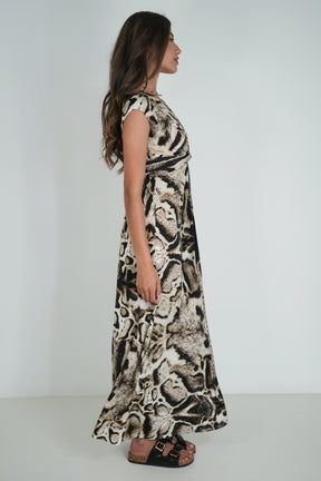 Animal Print Short Sleeve Knot Dress