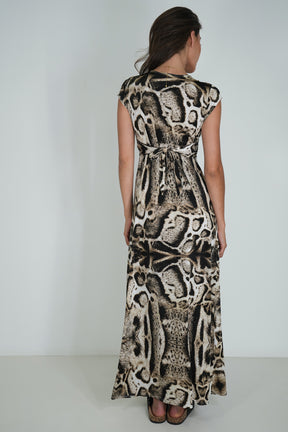 Animal Print Short Sleeve Knot Dress