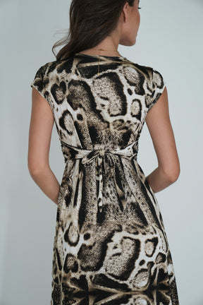 Animal Print Short Sleeve Knot Dress