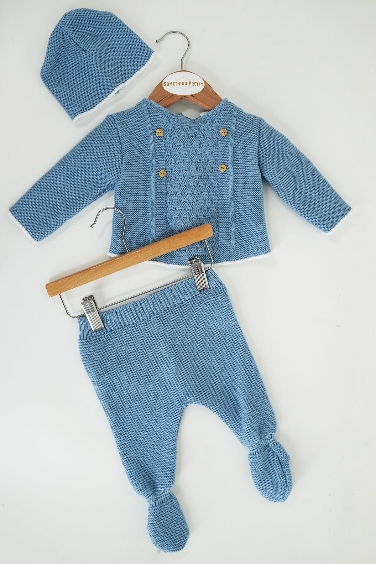 Blue Button Knit Set