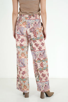 Cream Print Jogger Pants