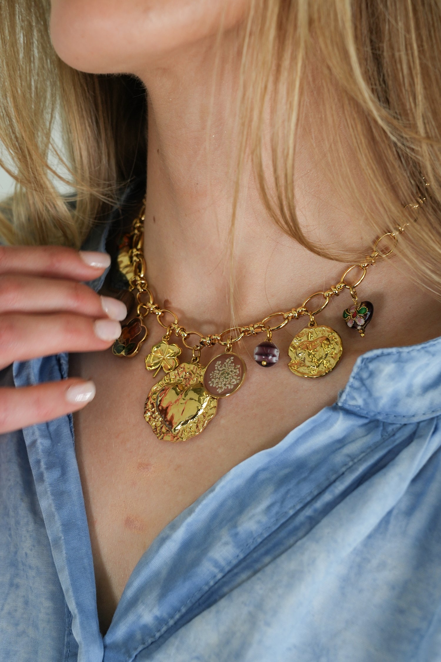 Brown Heart Charm Necklace, necklace from Something Pretty, alternative view