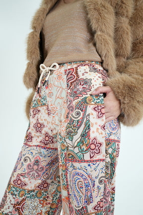 Cream Print Jogger Pants