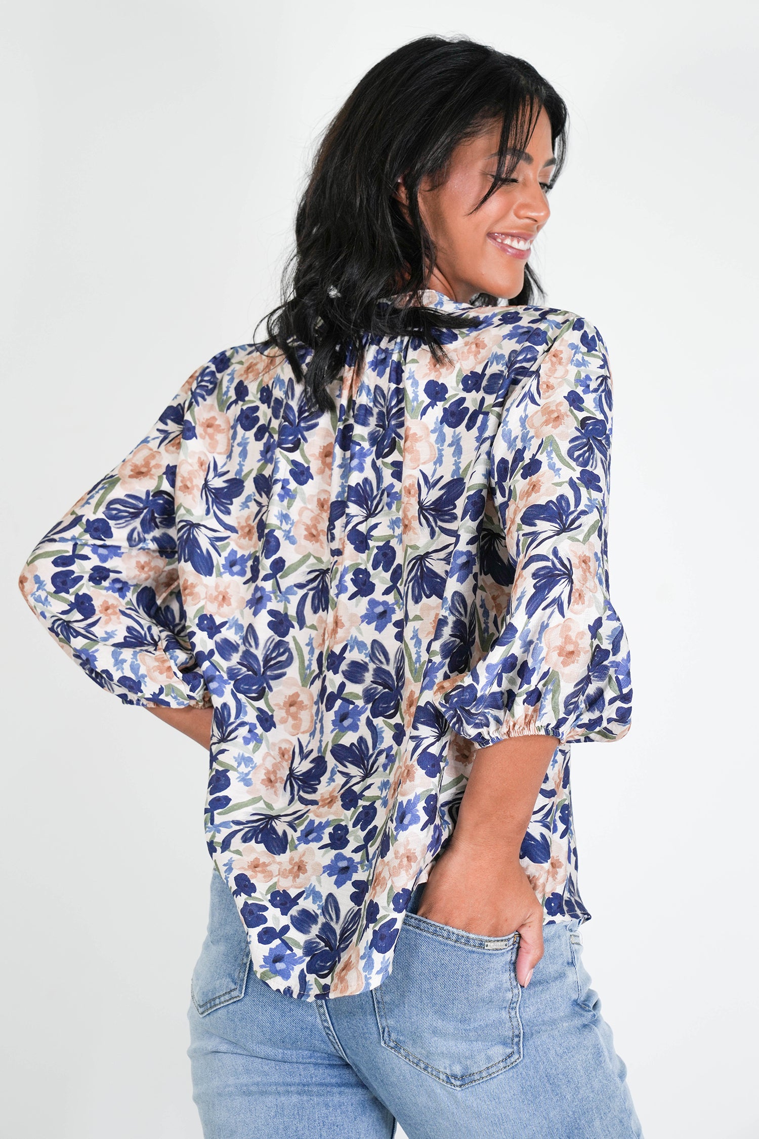 Navy Floral Anabel Blouse