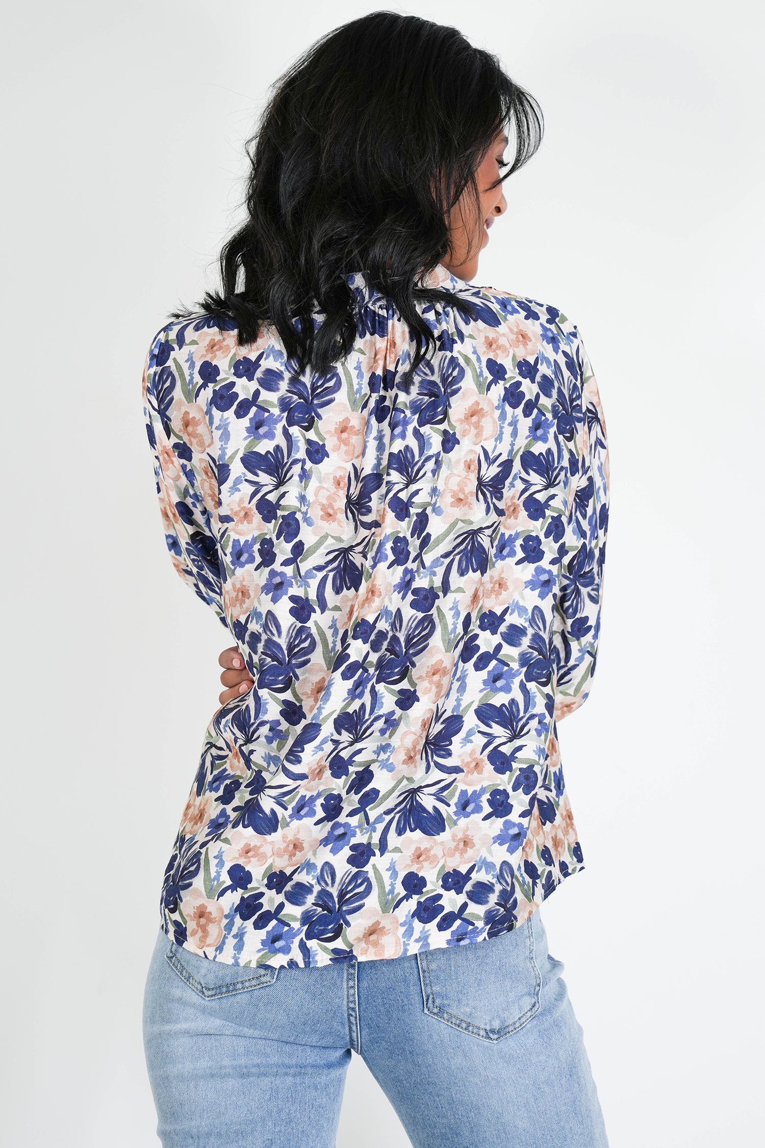 Navy Floral Anabel Blouse