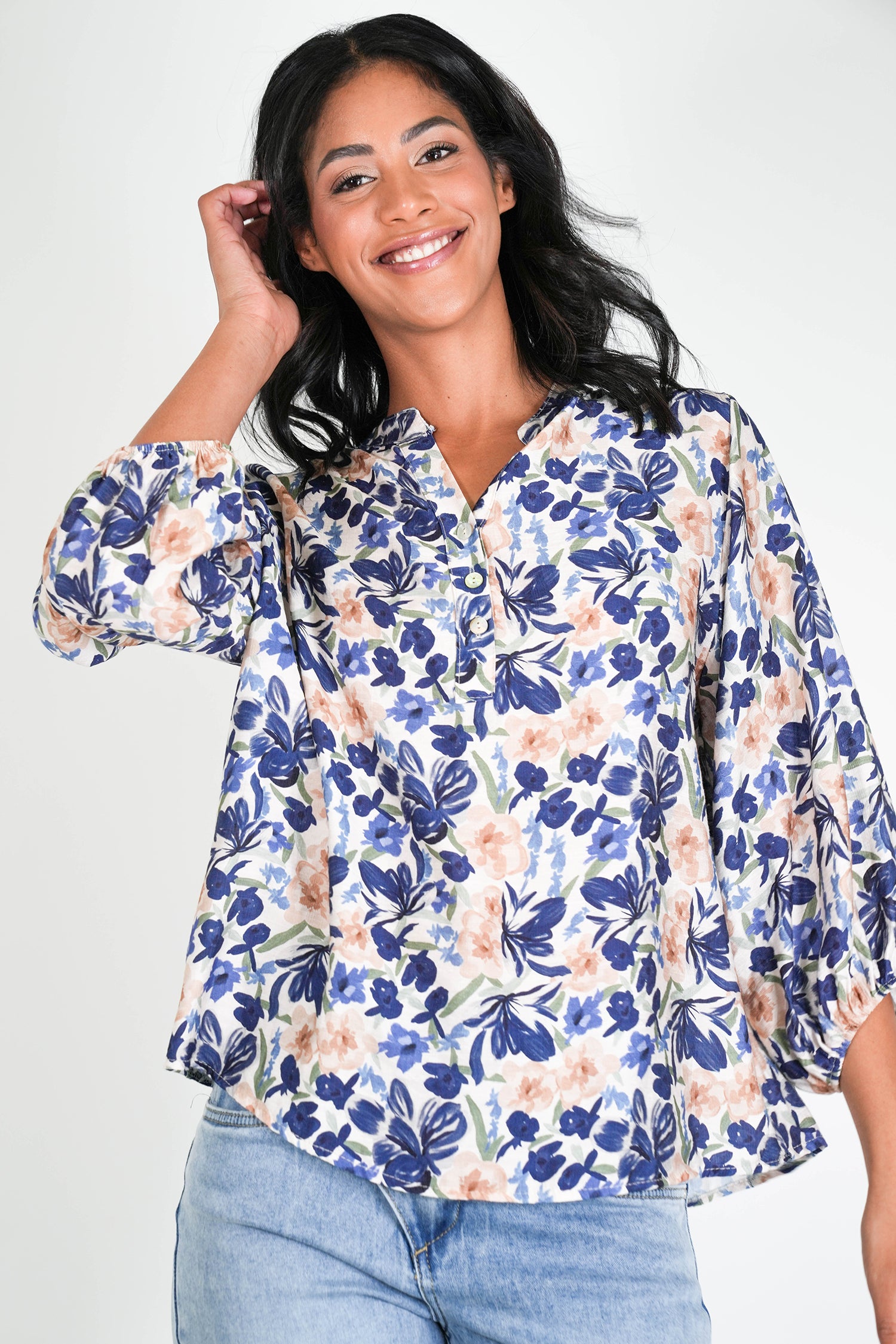 Navy Floral Anabel Blouse