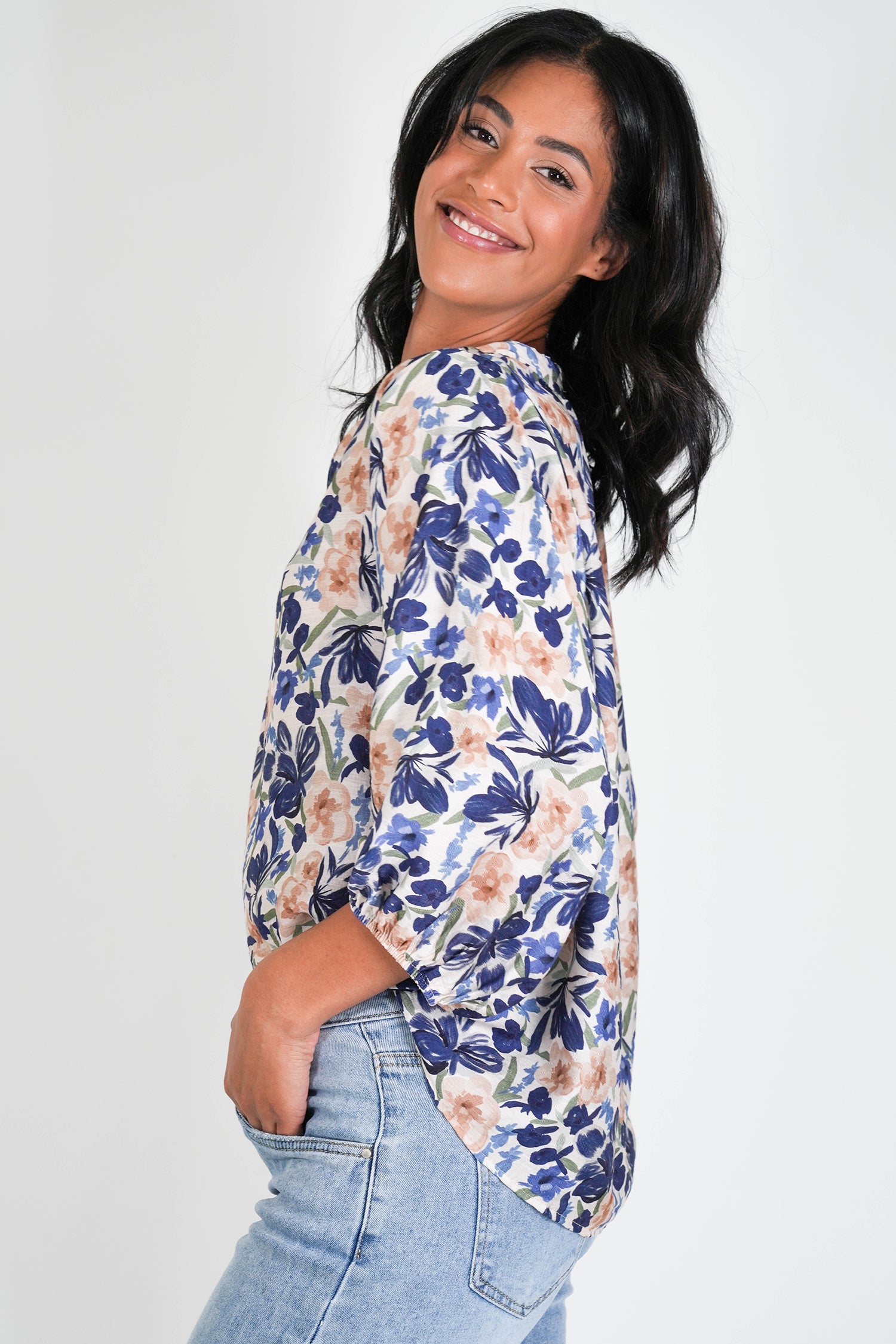 Navy Floral Anabel Blouse