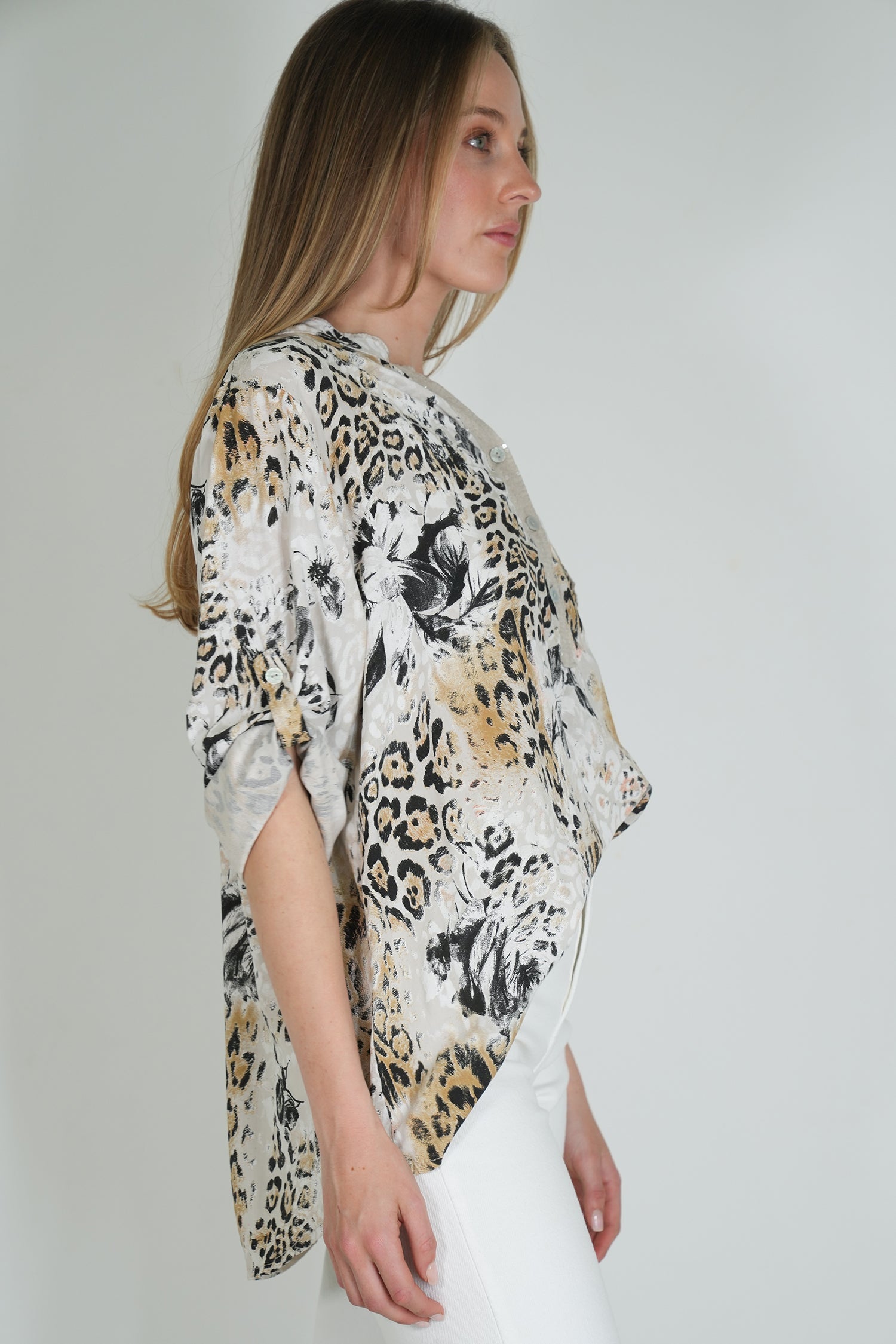 Stone Leopard Floral Shirt