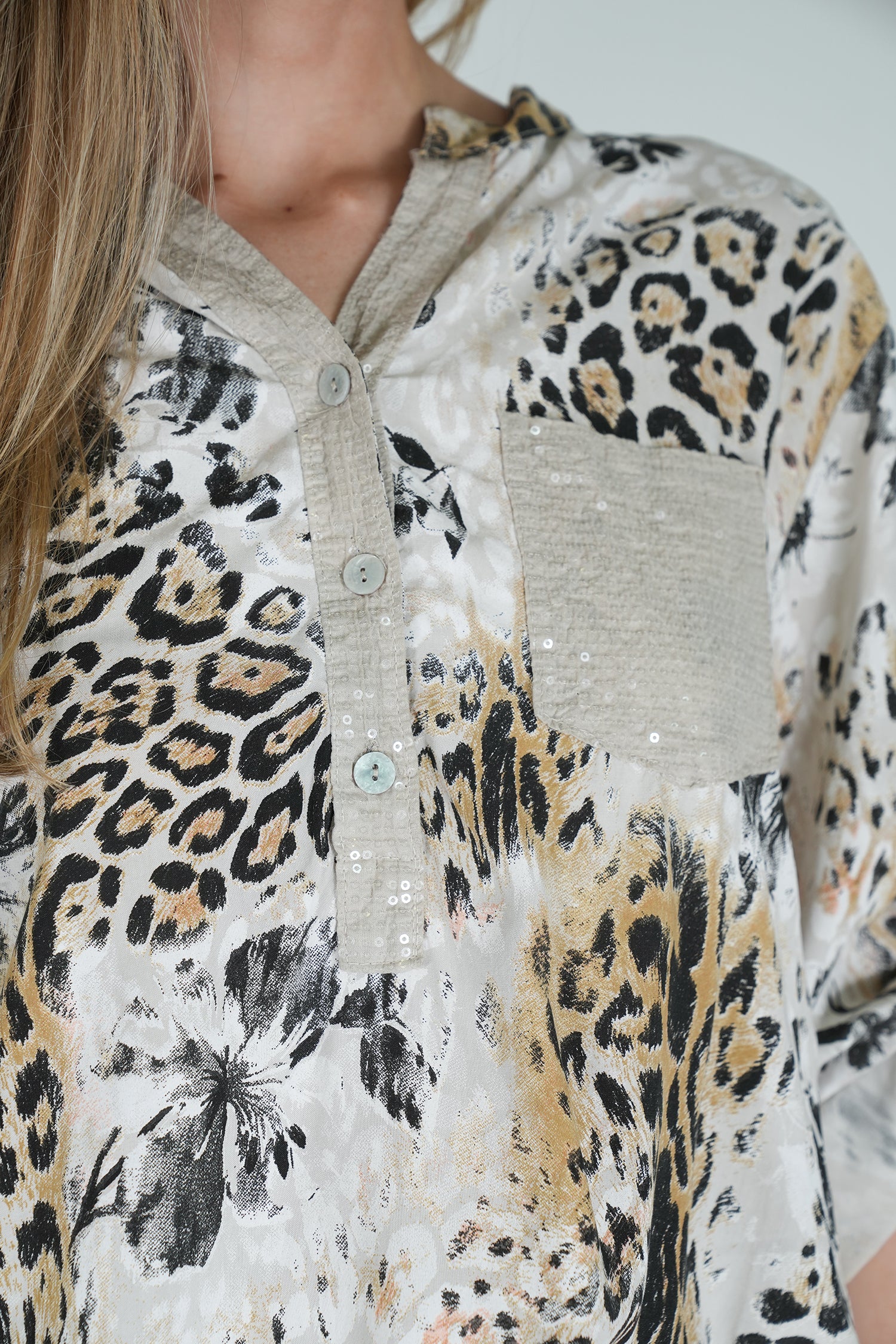 Stone Leopard Floral Shirt