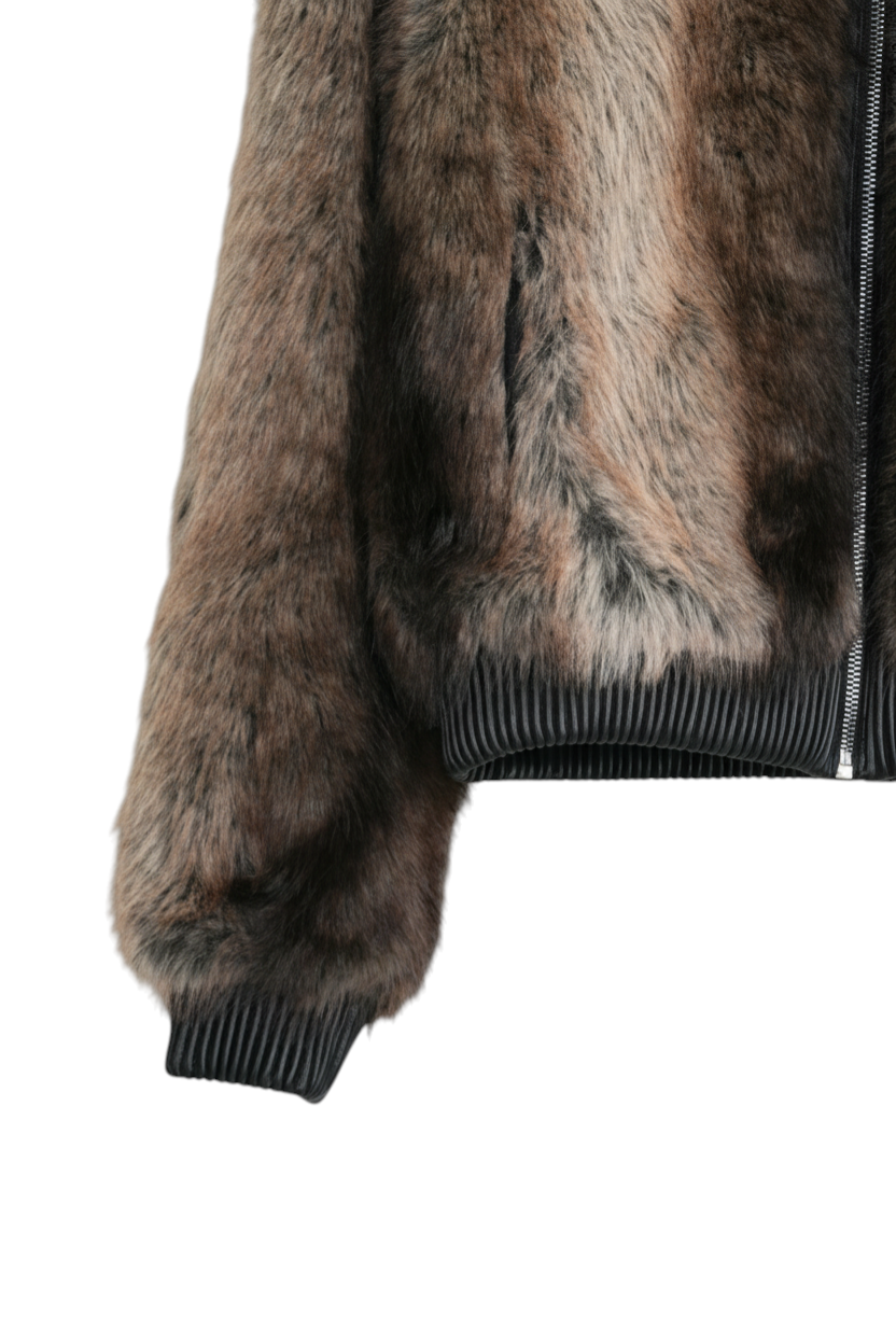 Chocolate Biker Faux Fur Jacket