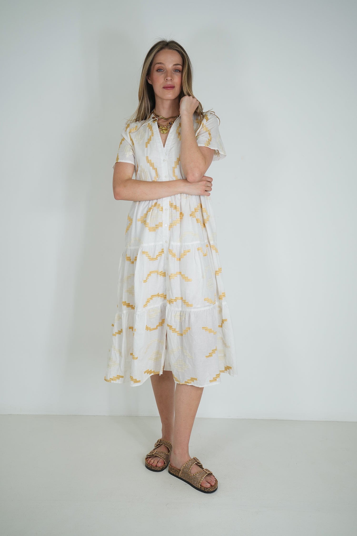 White Embroidered Sarah Dress