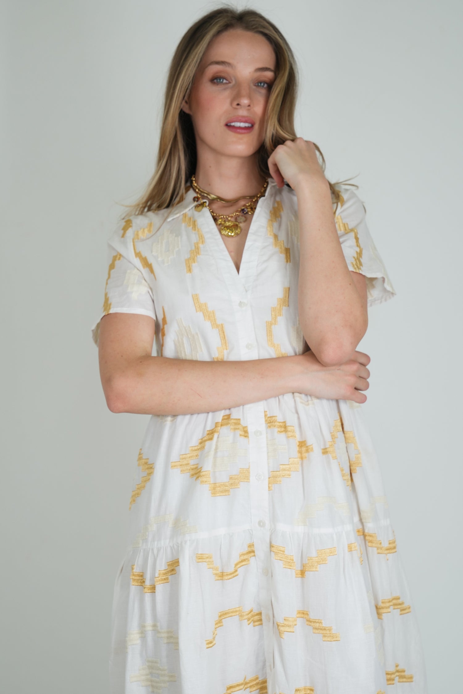 White Embroidered Sarah Dress