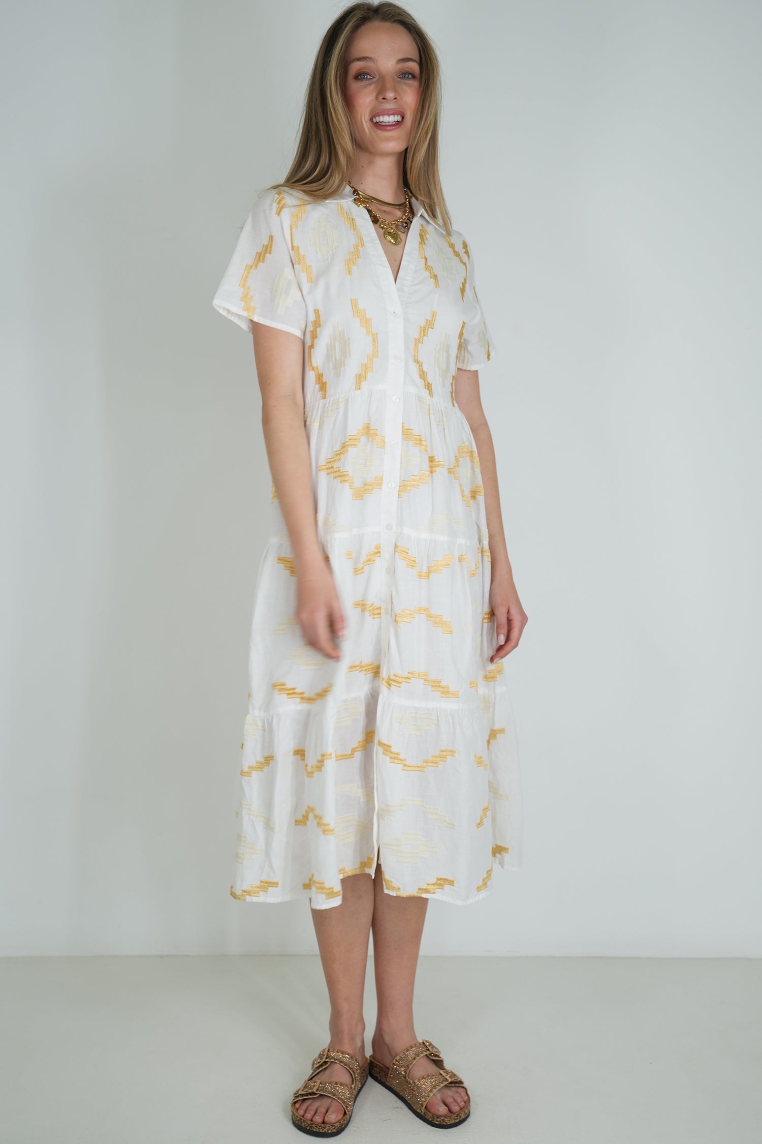 White Embroidered Sarah Dress