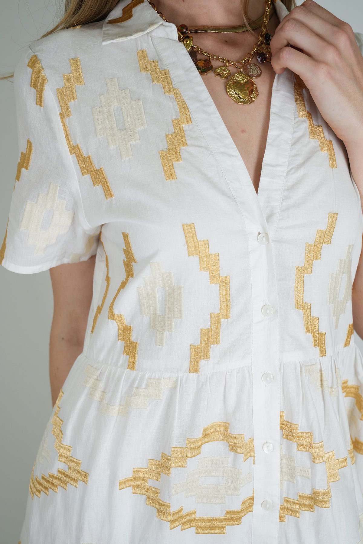 White Embroidered Sarah Dress