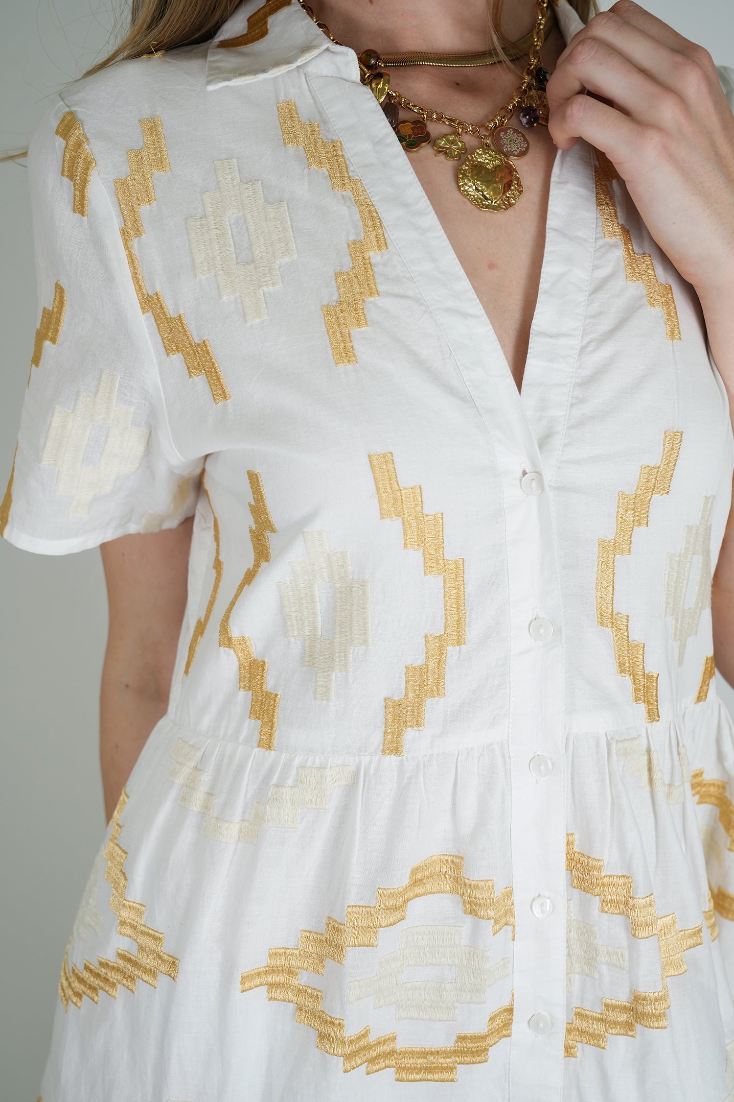 White Embroidered Sarah Dress