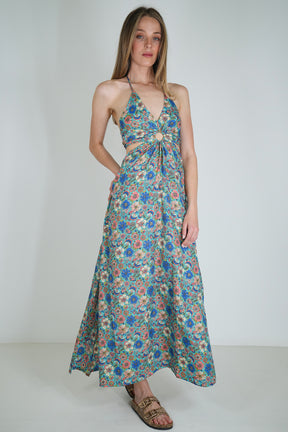 Turquoise Floral Ring Dress