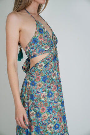 Turquoise Floral Ring Dress