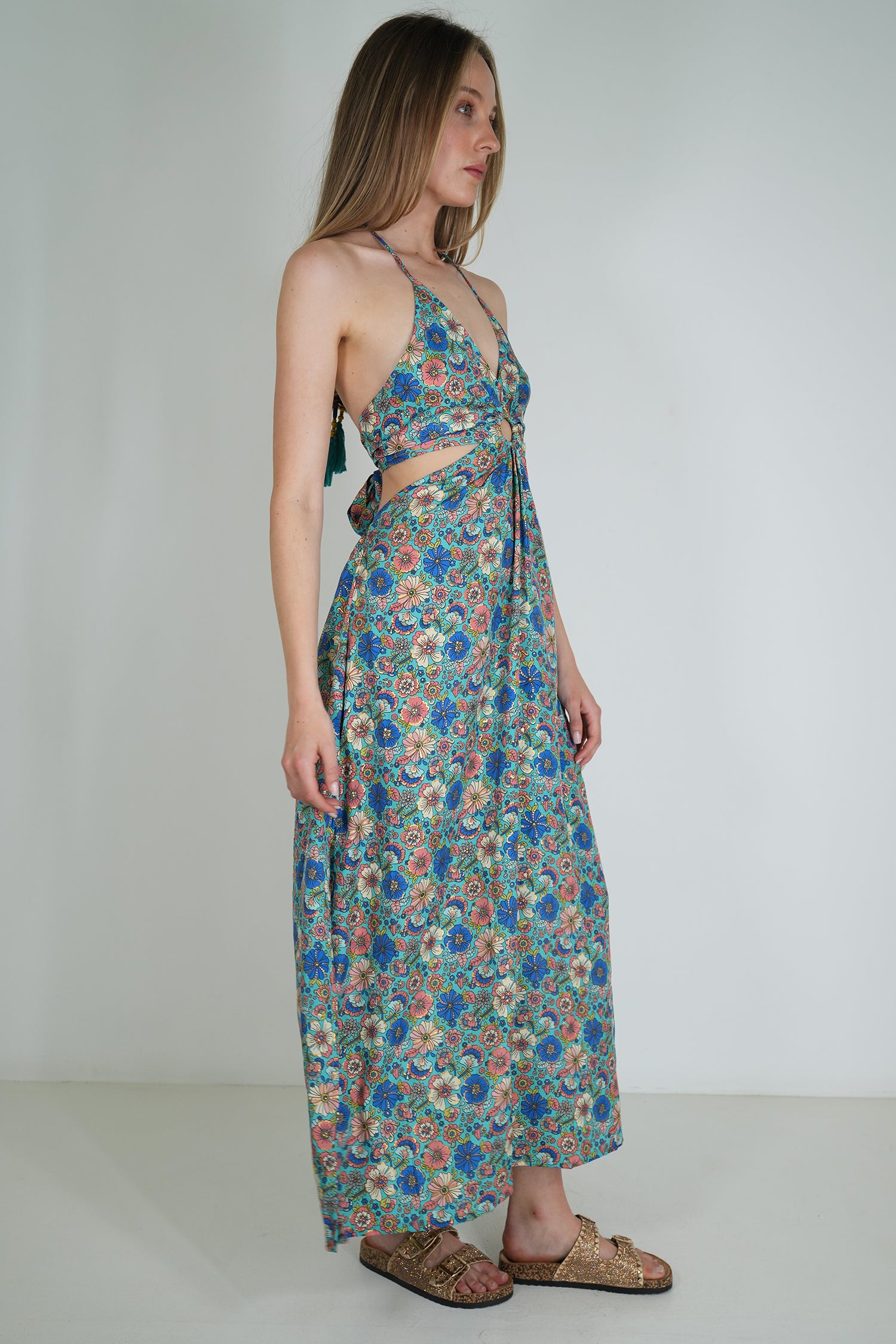 Turquoise Floral Ring Dress