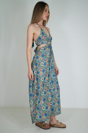 Turquoise Floral Ring Dress