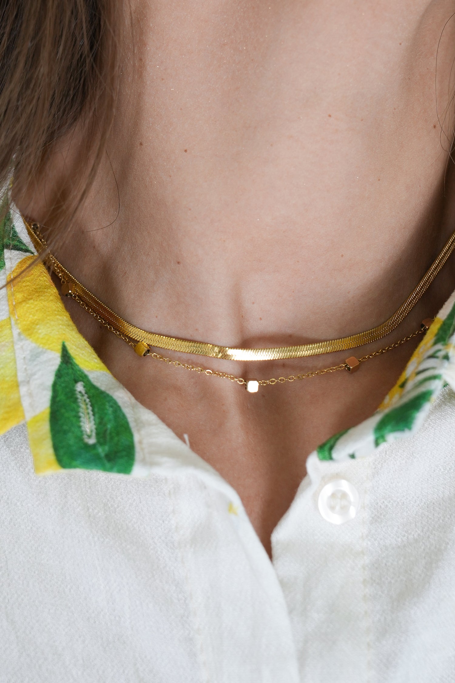 Gold Double Strand Snake Chain, necklace from Something Pretty, alternative view