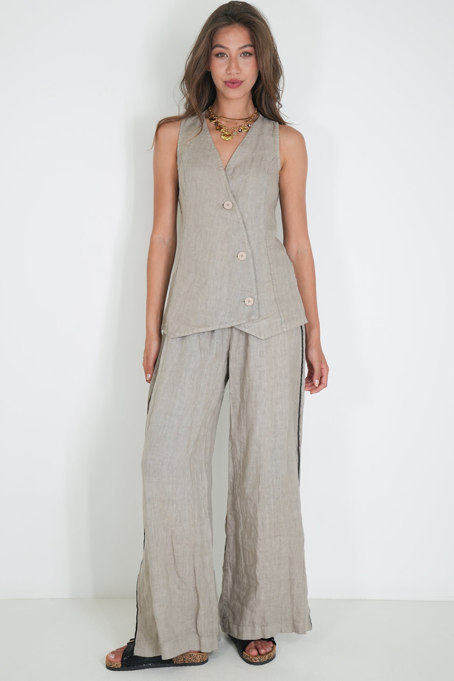 Taupe Stella Linen Pant