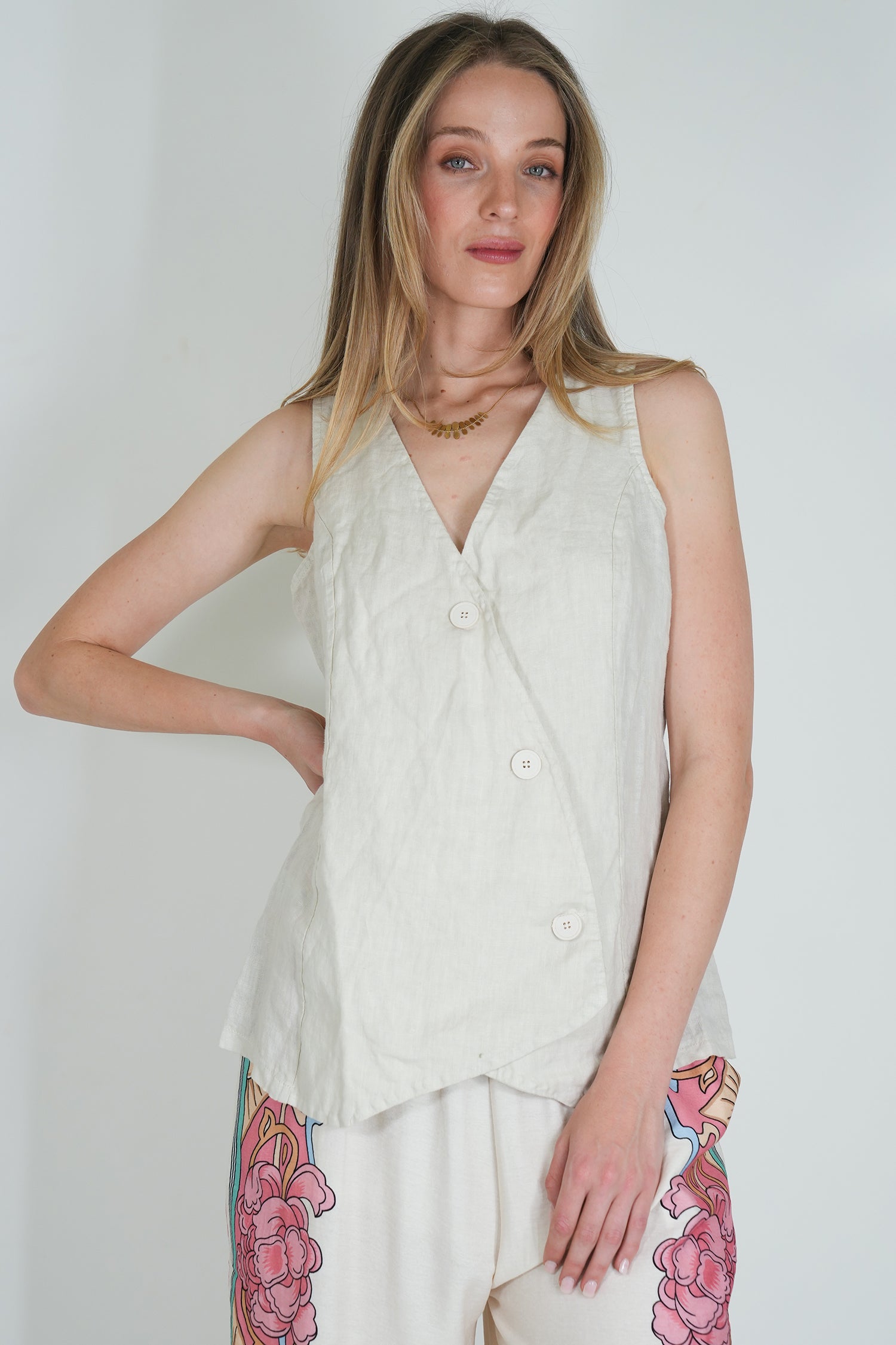 Cream Linen Waistcoat