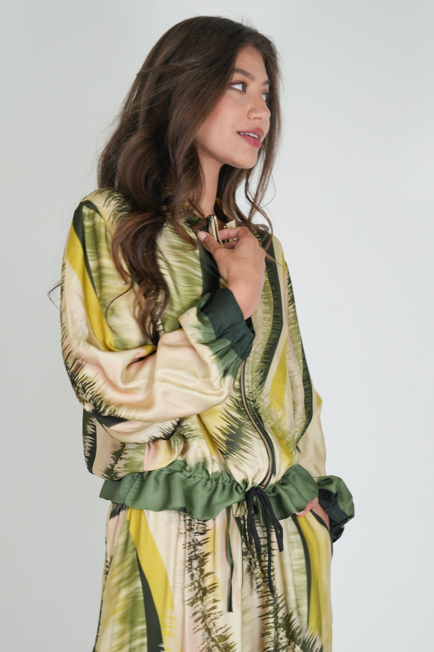 Teal and Lime Bomber Jacket