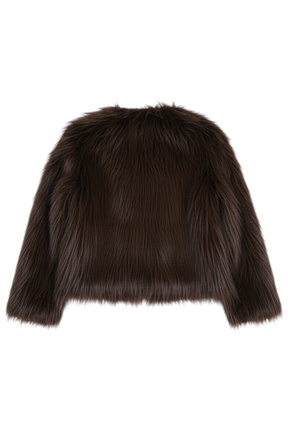 Chocolate Shaggy Faux Fur Jacket