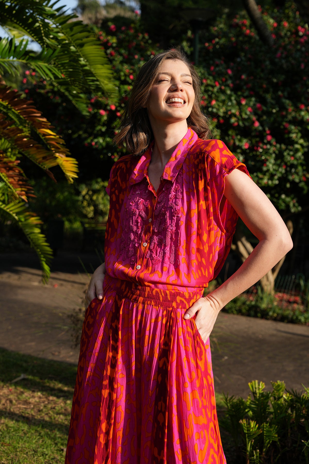 Cerise Orange Leopard Blouse