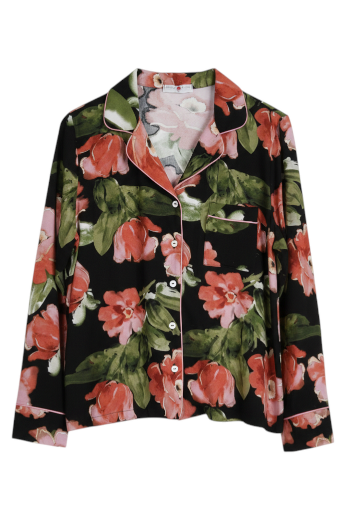 Dreamy Black & Coral Floral Long Sleeve PJ