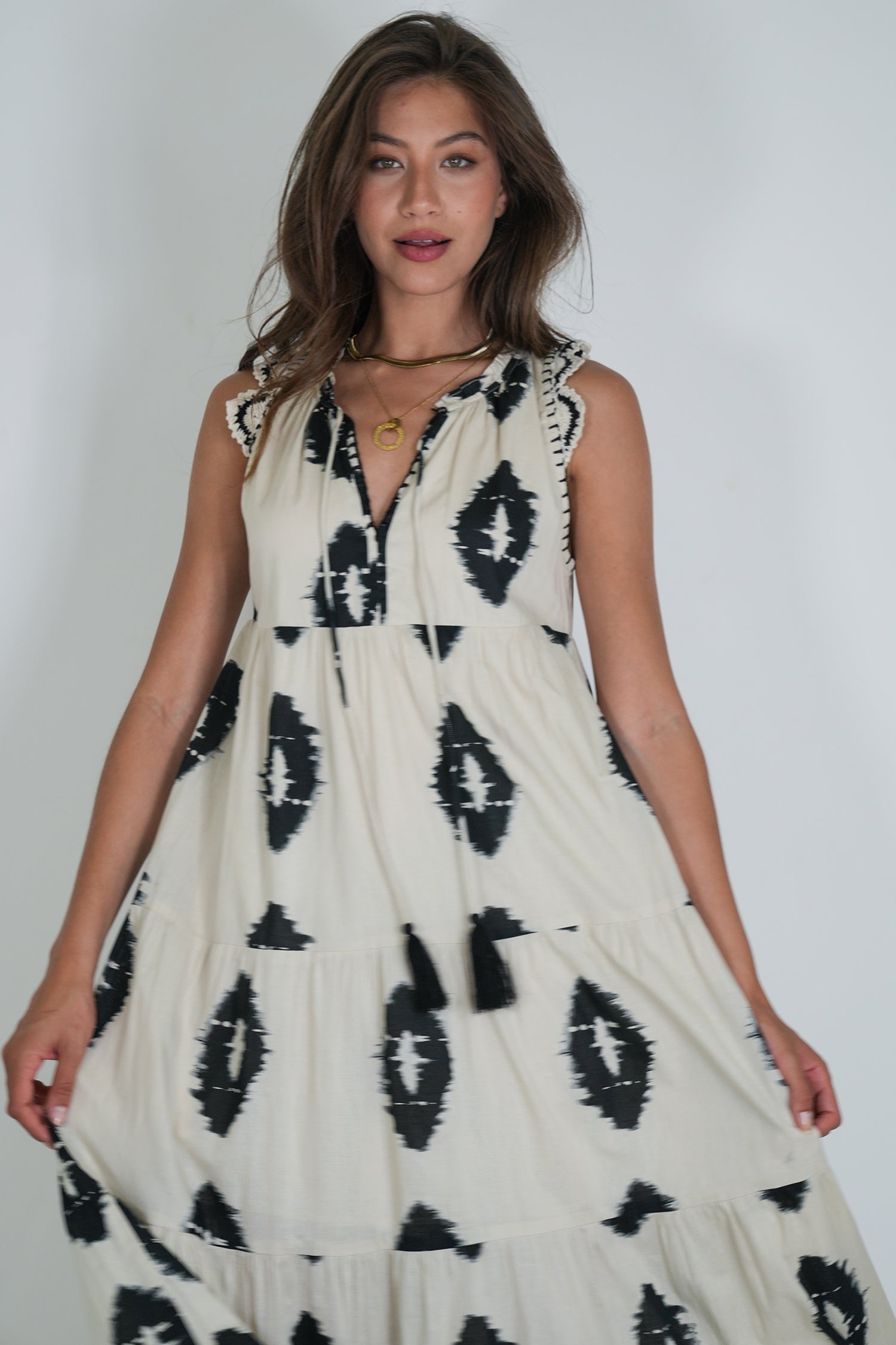 Black and Cream Tori Dress