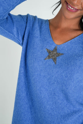 Blue Glitter Star Jumper