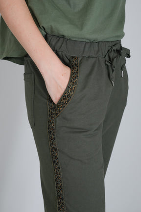 Olive Leopard Trim Jogger
