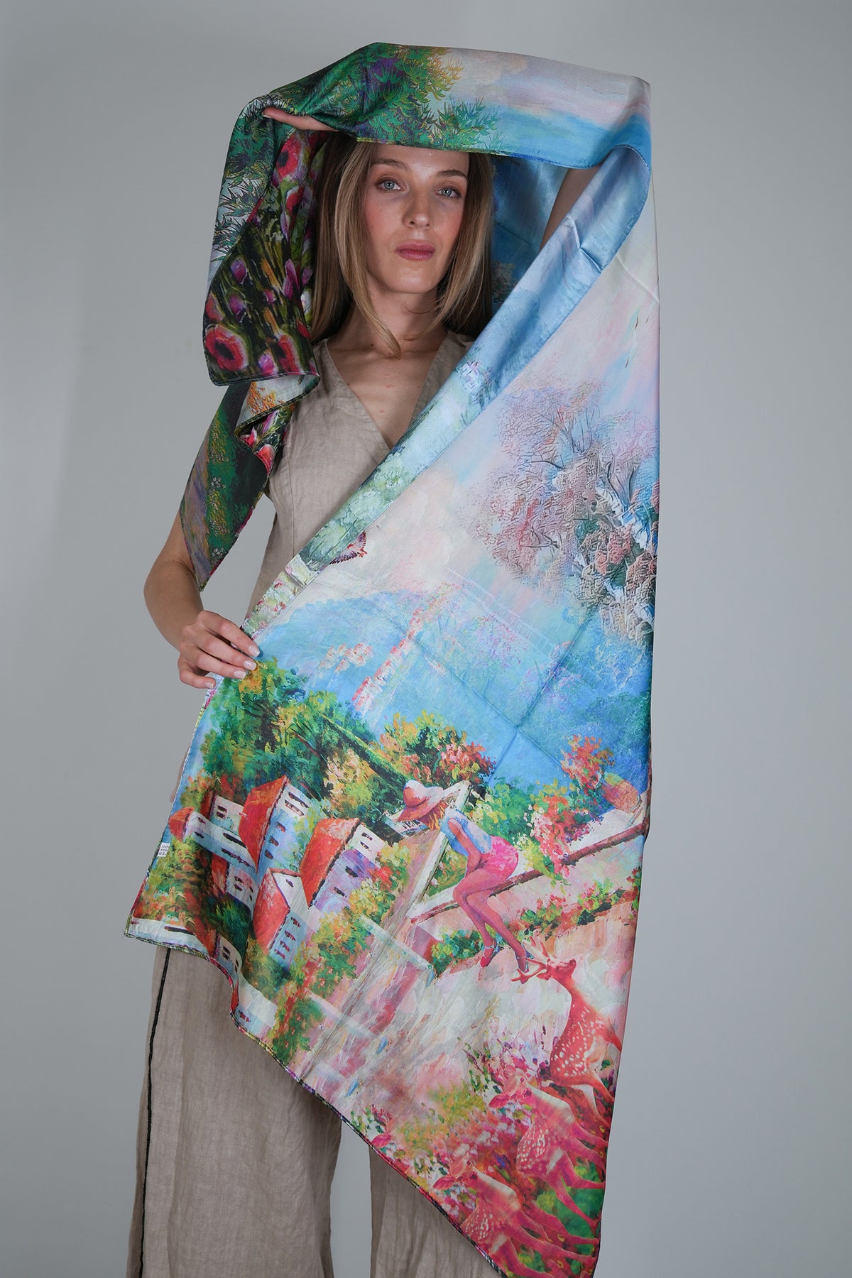 Poppy Reversible Silk Scarf