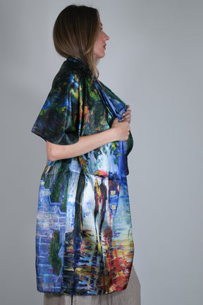 Cobalt Floral Reversible Silk Scarf