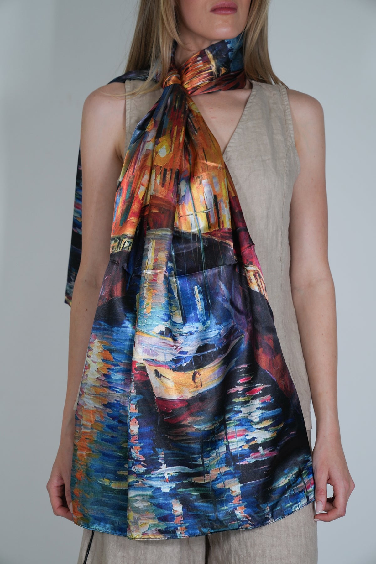 Boat Reversible Silk Scarf